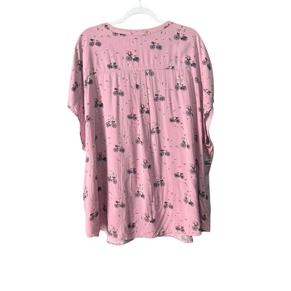 Torrid Womens Size 4 Lavender Pink Bicycle Print Challis Dolman Button Up Shirt - Picture 6 of 9